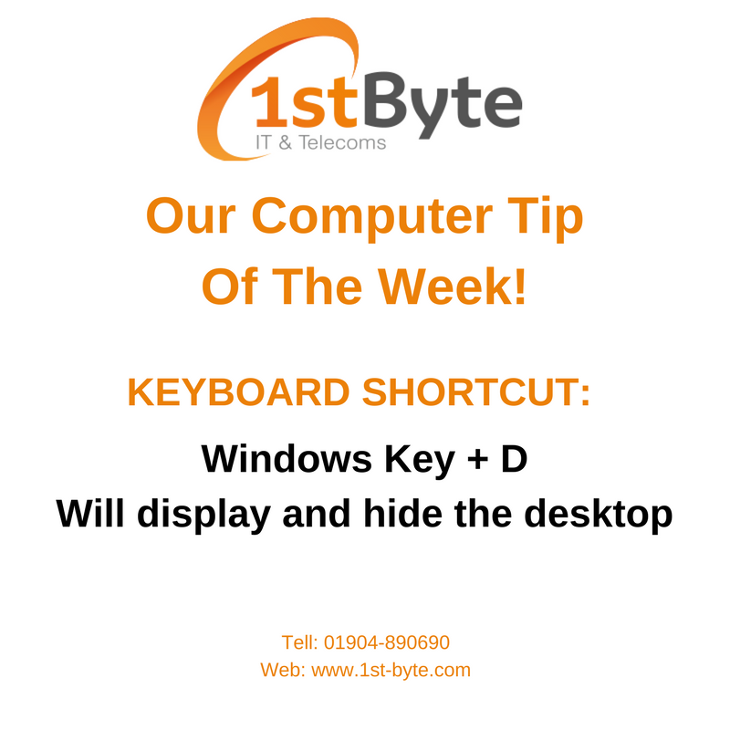 1stByteIT's tweet photo. #1stByte #Keyboardshortcuts #Tipoftheday #Display #Hide #ITSolutions #Telecoms #Yorkshire #Businesses https://t.co/Wq5ov6iKTa https://t.co/VsZopjDyxK