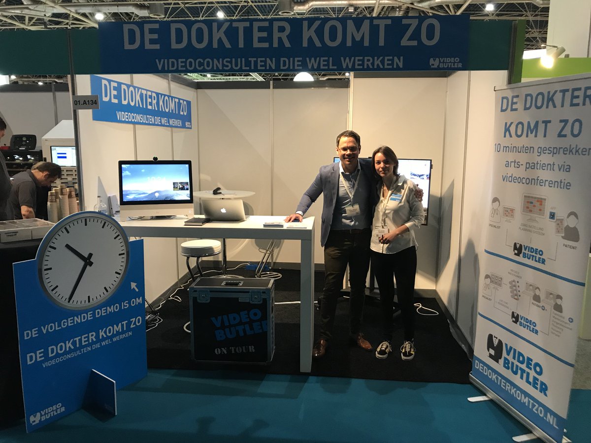 VideobutlerNL's tweet photo. Ook op @vakbeursZorgICT zijn wij aanwezig met onze dienst @DeDokterKomtZo Kom langs bij stand 01.A134 en wij laten je zien dat #videoconsulten wel succesvol kunnen zijn met de persoonlijke ondersteuning van de #Videobutler https://t.co/86hPXM4ove
