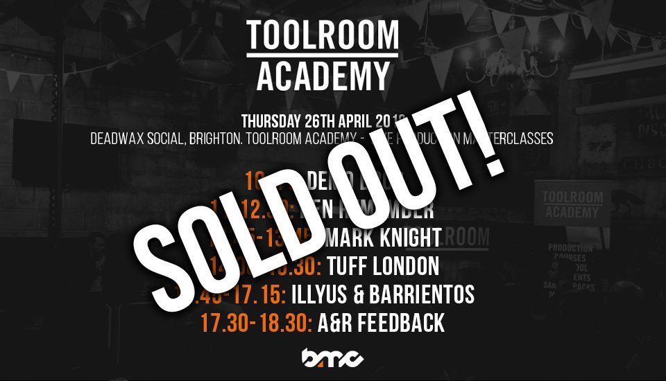 BrightonMusicCo's tweet photo. Tickets for #BMC18 are flying out...! @toolroomrecords Academy now sold out!! Get yours here - https://t.co/qmgt6oi1qG #markknight #benremember #tufflondon #illyusandbarrientos #toolroom #brighton @BenRemember @djmarkknight @tufflondonmusic @illyandbarri https://t.co/86F2tMFvjB