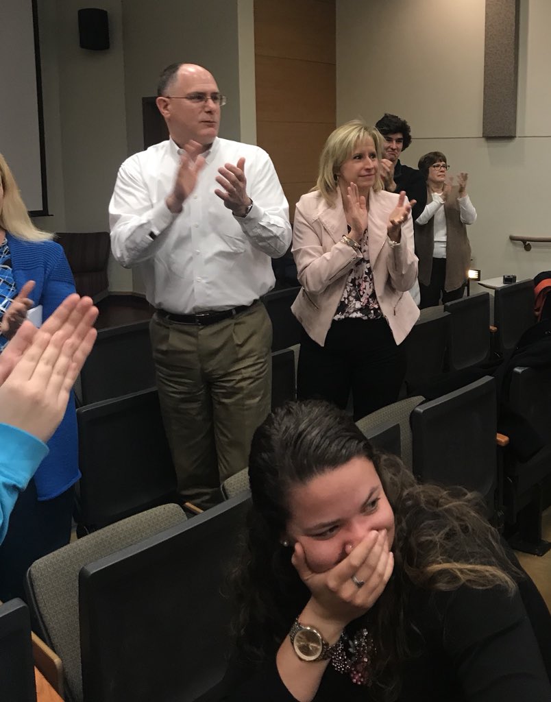 daymag's tweet photo. .@DaytonPrezSpina and viewers give media production students a standing ovation for their documentary. #Stander2018 https://t.co/YxIvUUBNHn