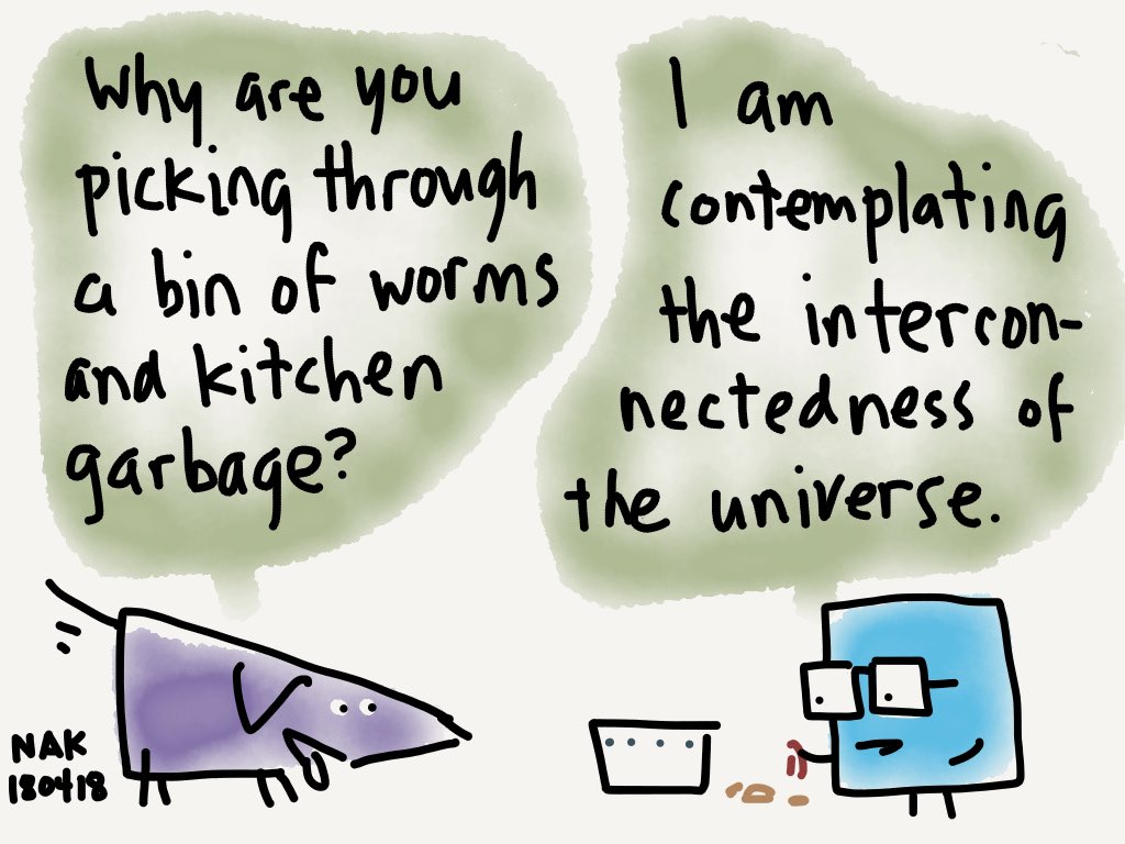 raymondsbrain's tweet image. Doing the dirty work #WormComposting #ScientistInResidence #cartoon