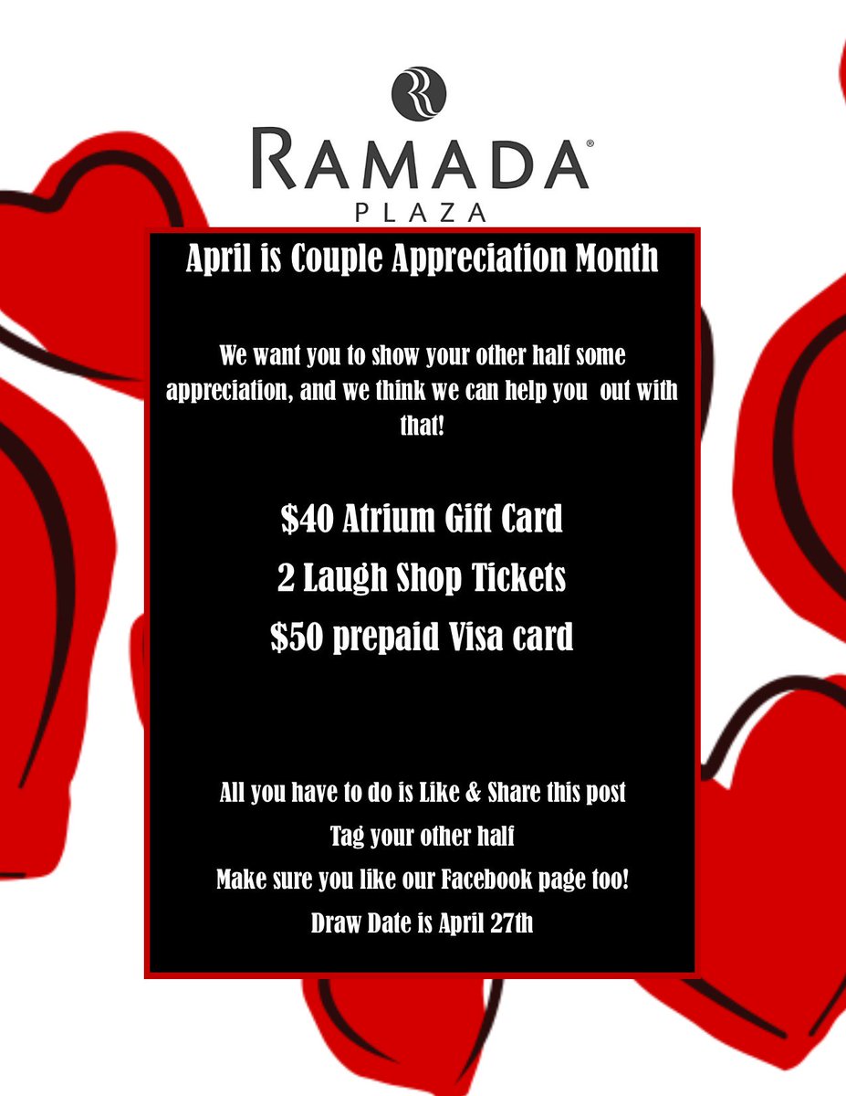 Just over a week left to get in on our latest giveaway. Come on over to our Facebook page to get entered
facebook.com/RamadaPlazaReg…