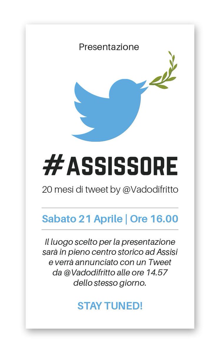Vadodifritto's tweet photo. Poco prima che inizi Dibba al Sacro Convento (17.00), poco prima che finisca in Comune il meeting (11.00/18.00) delle Città italiane gemellate a Betlemme, poco prima che non sapete cosa fare presento Sabato 21 Aprile #Assissore. Qui l'invito... https://t.co/RmBS8Aw0RI