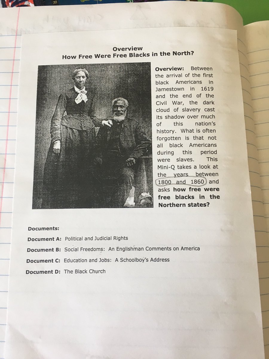 FMusharof's tweet photo. Instead of regular persuasive prompts, my mentor teacher uses inquiry based questions from SS content. Students read through primary and secondary docs then formulate an essay on this! #NTsschat https://t.co/FrVX4D4zod