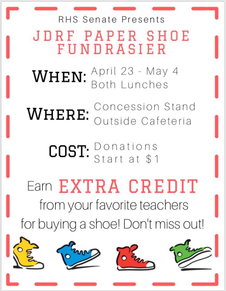 rhssenate's tweet photo. Get ready for the JDRF Paper Shoe Fundraiser! https://t.co/EMm7ZBL3qv