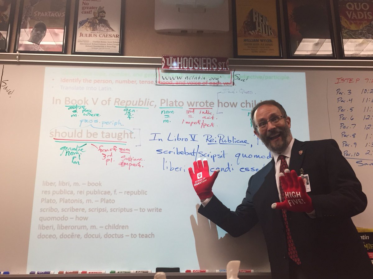 INTOY2014's tweet photo. Prose composition with a passive periphrastic inside an indirect question about Greek in Latin class. #high5forEd #IUDay @IUSchoolofEd https://t.co/nMe5daD7Ka