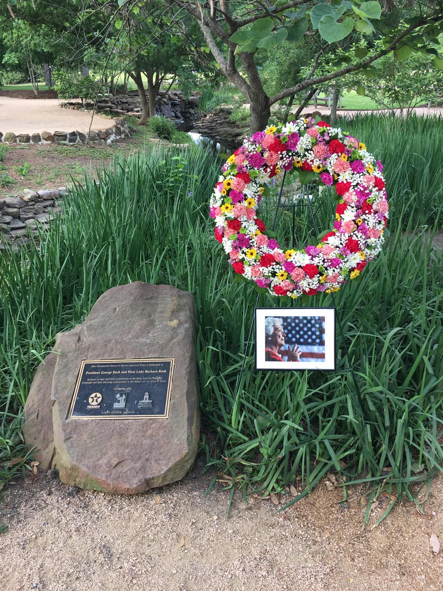 MemorialPark's tweet image. Our hearts are full this morning remembering Barbara Bush. She was a regular presence in Memorial Park, often with four-legged friends by her side. Memorial Park’s Bush Grove was named for and dedicated to President and Mrs. Bush in 1996.