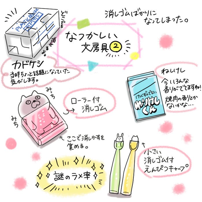 文房具②消しゴム編です。   無意識にまた焼肉の香りって描いてた やばい 