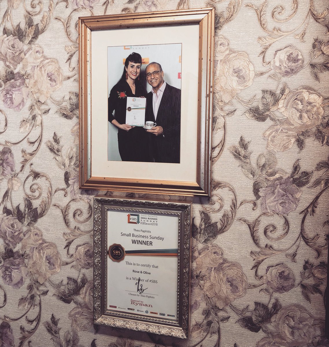 Pride of place on the wall of our Tearooms <a href="/TheoPaphitis/">Theo Paphitis</a> #SBS