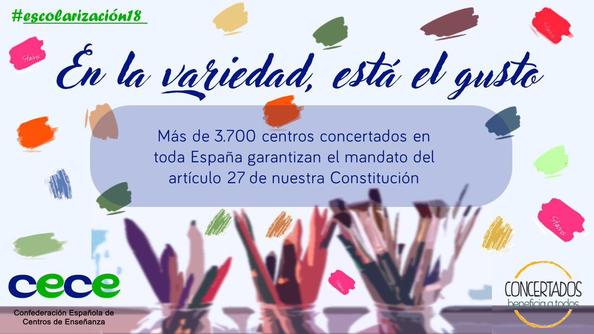 CECEducacion's tweet photo. El artículo 27 de la Constitución garantiza la libertad de los padres a elegir el centro educativo que desean para sus hijos. #beneficiaatodos #concertada #escolarizacion18 https://t.co/Y0Mw6bPP8n