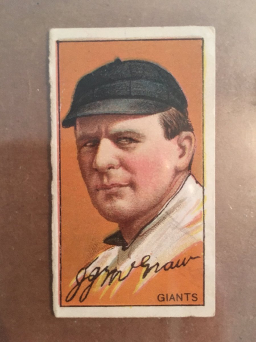 CardboardHistry's tweet photo. #OTD 1899, this 26 yr old makes his debut as MLB manager when his #Orioles beat the #Giants, a team he will later manage for 30 yrs. The HOFer will finish his 33-yr career w/ 2763-1948 (.586) record winning 10 NL flags & 3 WS titles. #Mugsy #EndPanel https://t.co/GbmInlBTo0