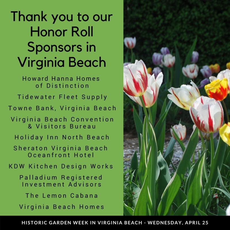 Thanks to our Virginia Beach Honor Roll Sponsors.
vagardenweek.org
#hgw18 #hgw2018 #hgw2018vb
