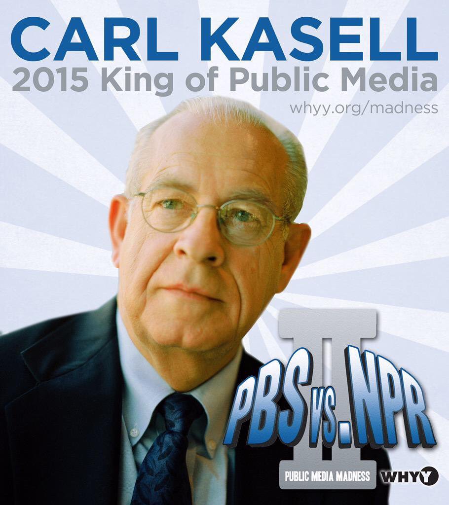 whyy's tweet photo. A flashback to our 2015 #PBSvsNPR Public Media Madness tournament – wherein Carl Kasell was voted King of Public Media by fans nationwide. He beat COOKIE MONSTER. That’s power. That’s respect. That’s love. https://t.co/wtWxjlWSTU