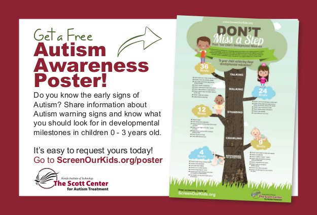 TheScottCenter's tweet photo. Do you work with young children day to day? Help promote #AutismAwareness by requesting a Free "Early Signs of #Autism" poster for your office - https://t.co/UzZ286yB2B

Take #TheScottCenter's new #AutismScreening tool at https://t.co/9MN8SxJ3yn. https://t.co/se53tYyFAC