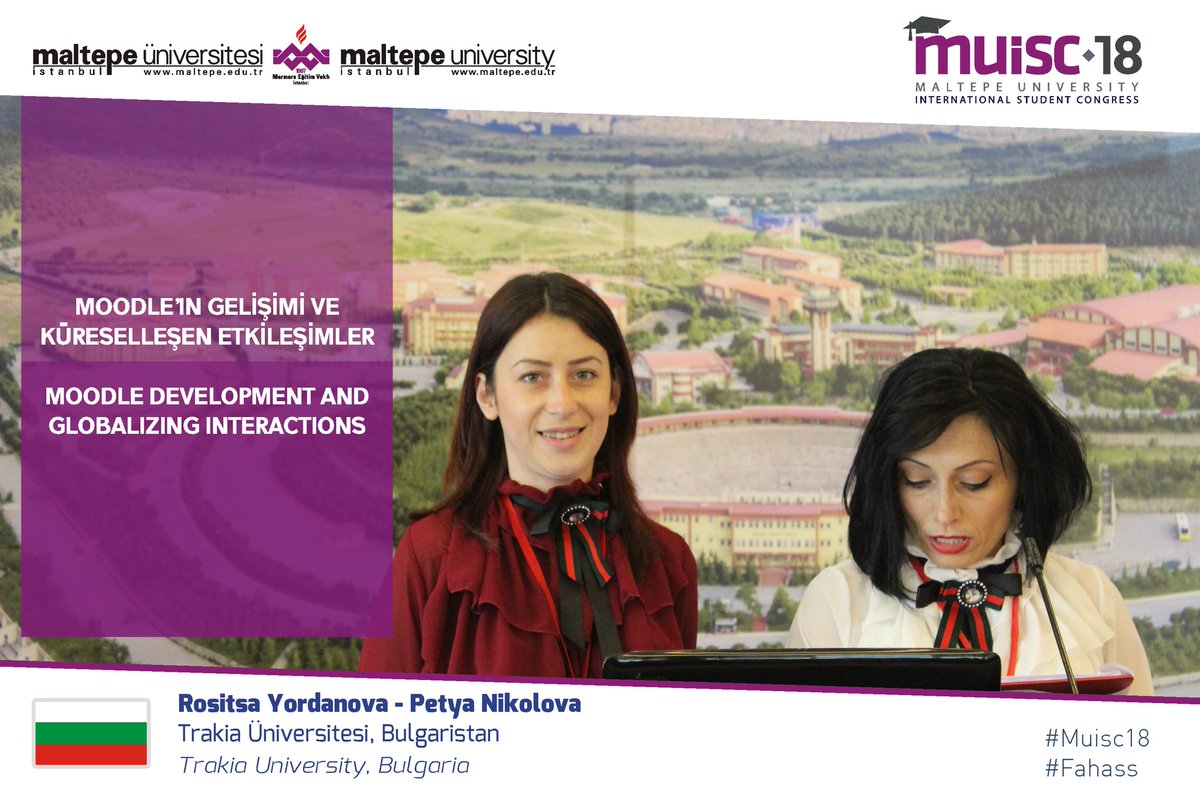 muiscofficial's tweet photo. Bulgaristan Trakya Üniversitesi'nden Rositsa Yordanova ve Petya Nikolova "MOODLE’IN GELİŞİMİ VE KÜRESELLEŞEN ETKİLEŞİMLER" konulu sunumlarını gerçekleştiriyor.#muisc18 #Fahass #maltepeuniversity https://t.co/I0KzEyzUTK