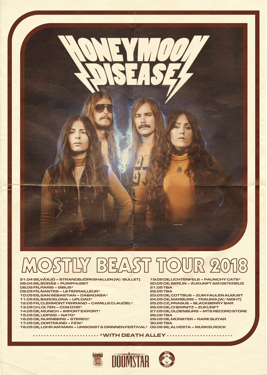 ⚡️TOUR UPDATE⚡️
The show in Berlin on May 20th will be held at Zukunft am Ostkreuz! Spread the disease and see you soon Berlin!

MOSTLY BEAST TOUR 2018:
honeymoondisease.com/tour/

Poster by <a href="/brancastudio/">Branca Studio</a>