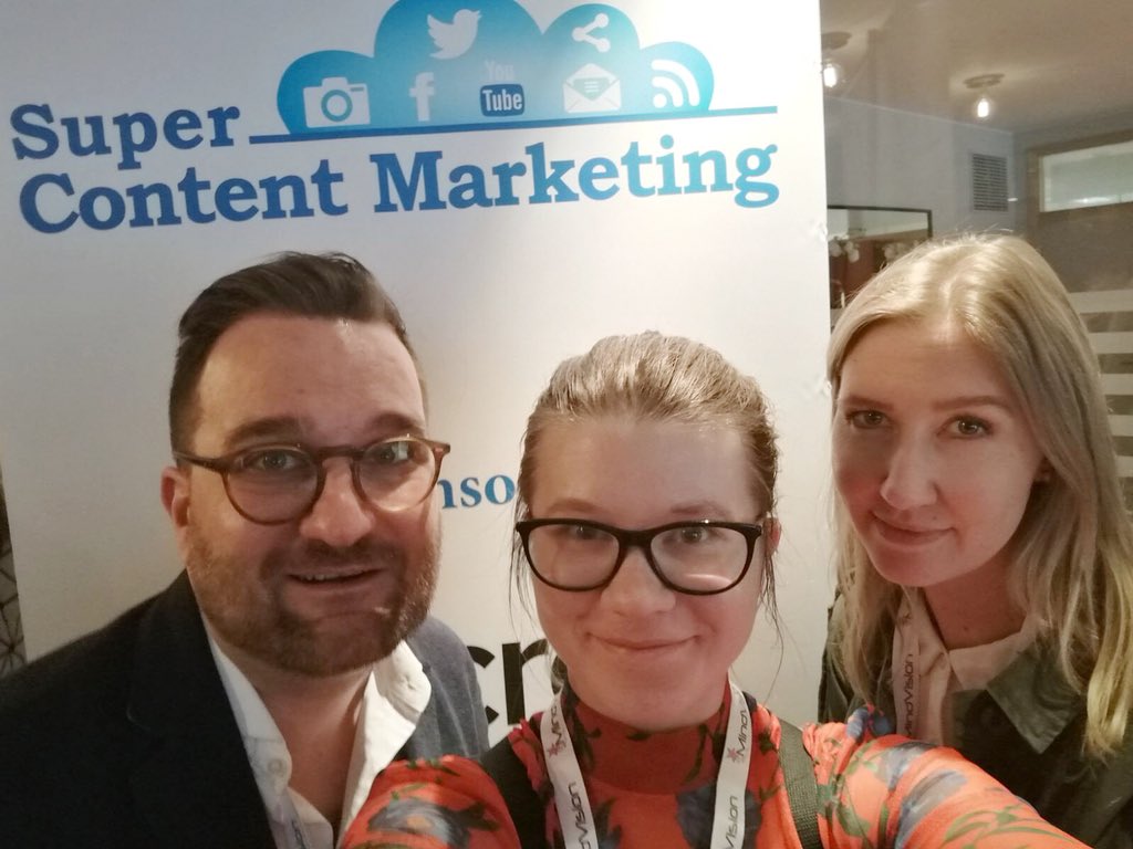 lmsomeco's tweet photo. Sisältömarkkinoinnin seminaarit jatkuvat tällä viikolla Tukholmassa. #TeamSomeco’sta paikalla @MikkoVieri, @KatjaMikkola ja @eleonorelundell. Seuraa #scmswe, myöhemmin tulossa myös blogitekstin muodossa koonti seminaarin parhaista paloista. https://t.co/TCGQD1bbto