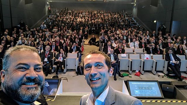 awadallah's tweet photo. #Welfie (group #selfie) with Fabio Veronese (head of infrastructure & technological services at @enelgroup) during keynote for their #Cascade2018 conference in #Rome, #Italy. Enel is a multinational power company, and one of our most advanced Cloud custo… https://t.co/97Z6HwOacS https://t.co/Liib1IO9jL