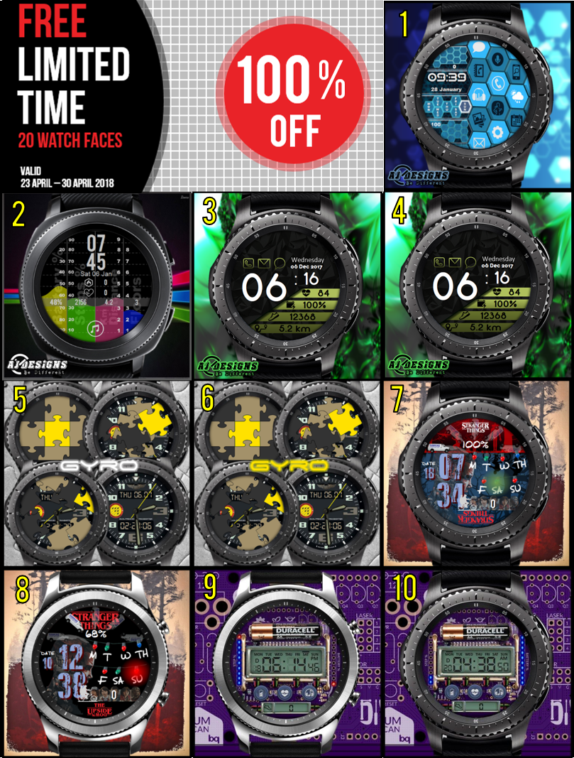 Samsunggear_s3's tweet photo. Giving away 20 Watch Faces for free. check out the links at https://t.co/MFWuuy3MdG. #gears3 #gears2 #Samsung #gearwatchdesigner #Facer #watchmaster #watchmaker #designer #nerd #IT #Fitness #Puzzle #Smartwatch #Starwars #droids #Strangerthings #sale #free #gearsport #Graffity https://t.co/aiWUEmucoe
