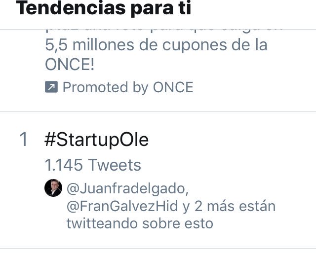 Juanfradelgado's tweet photo. The First #TrendicTopics #StartupOle #StartupKing https://t.co/IoAoBYgMzv