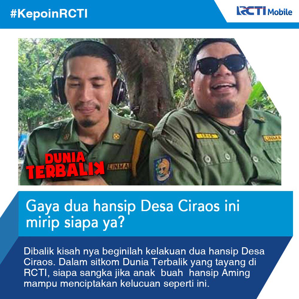 OfficialRCTI's tweet photo. Inget BOBOHO? Buat generasi 90an pasti tau banget dengan bocah botak &amp; gendut yang juga artis di negeri tirai bambu. Nah Boboho juga hadir lho di Dunia Terbalik. Penasaran? Simak lengkapnya di https://t.co/ZLK4I4AKkz
Jangan lupa juga follow @RCTI_Mobile #KepoinRCTI #DuniaTerbalik https://t.co/a0roMeWtxa