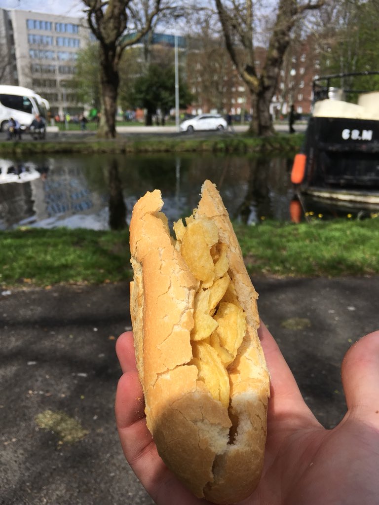 SoulSoupIrl's tweet photo. Tayto Roll in the sun by the canal . #Lunch #MichelinStar https://t.co/KGNPNv3pbD