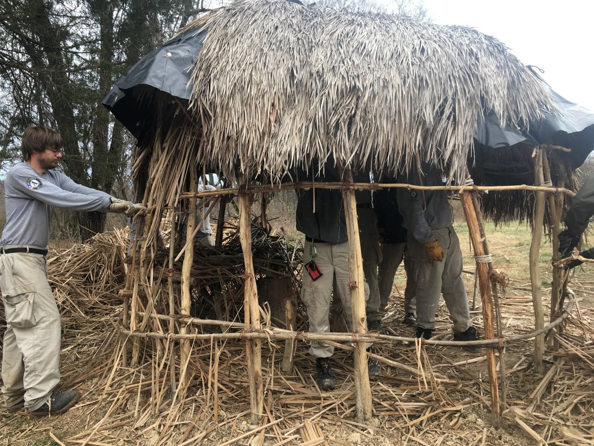 #AmeriCorpsNCCC Team Delta 52 served with the @FrontierCulture Museum in Staunton, VA, for a 1-day service project by removing a wooden perimeter wall and disassembling a wigwam. #GetThingsDone