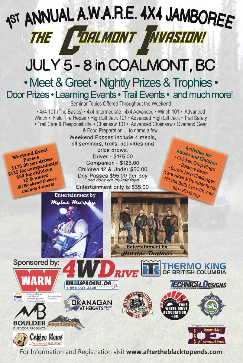 ATBE_Offroad's tweet photo. I would like to welcome Termoking &amp; AllTerrainOverland as 2 new sponsors for The Coalmont Invasion 4x4 Jamboree Thank you for your support. With the support from companies such as these we are going to have a great event this year. Don't miss out https://t.co/YyKWgJJnyi