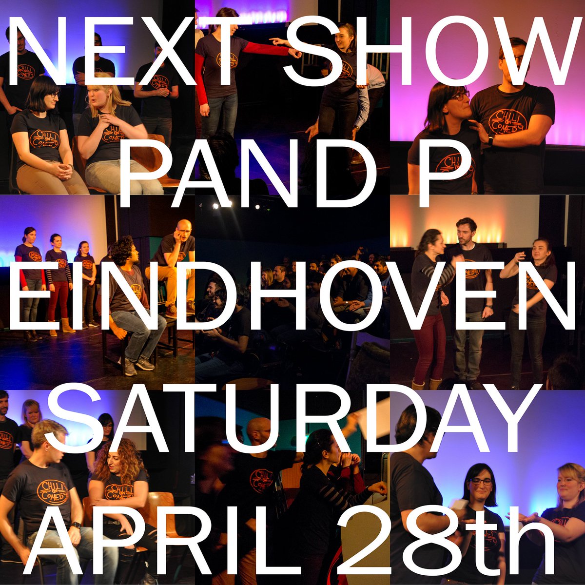 ChiliComedy's tweet image. The next #ChiliConComedy show is at @PandPEhv again on Saturday April 28th! This time it's #Holland themed and tickets are on sale right now! #Facebook facebook.com/events/2003469… #Meetup meetup.com/TheHubEindhove… #Tickets goo.gl/forms/d1GHGNqp…
#Eindhoven #Improv #Show #Comedy