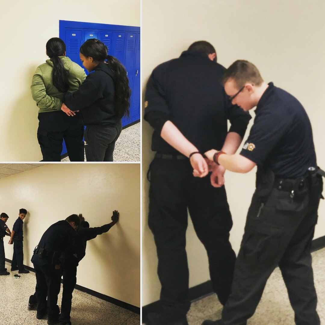 IMPDExplorers's tweet image. IMPD Explorers practicing search and hand cuffing from last night's meeting after practicing domestics. These kids work really hard!