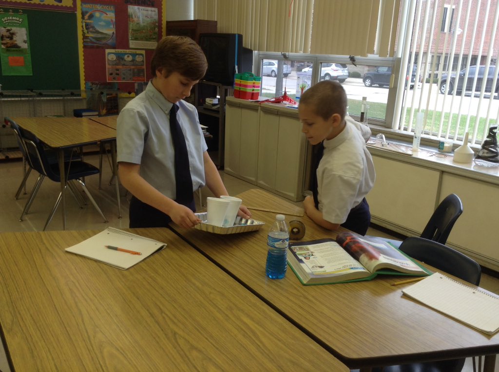StMary8thGrade's tweet photo. Science 5 builds a tilt-meter to measure the slope of volcanoes. #SMRRockets https://t.co/AdNw8vRbww