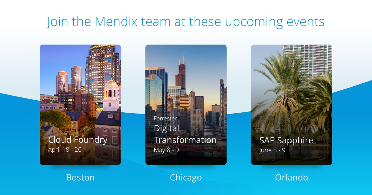 Mendix's tweet photo. Coming to Orlando for #SAPPHIRENOW? Meet the team behind @sapcp Rapid Application Development by @Mendix at booth #286 and stay tuned for some exciting news!  https://t.co/bDHmMmHWDK  #appdev #lowcode https://t.co/9IlsPRDn7S