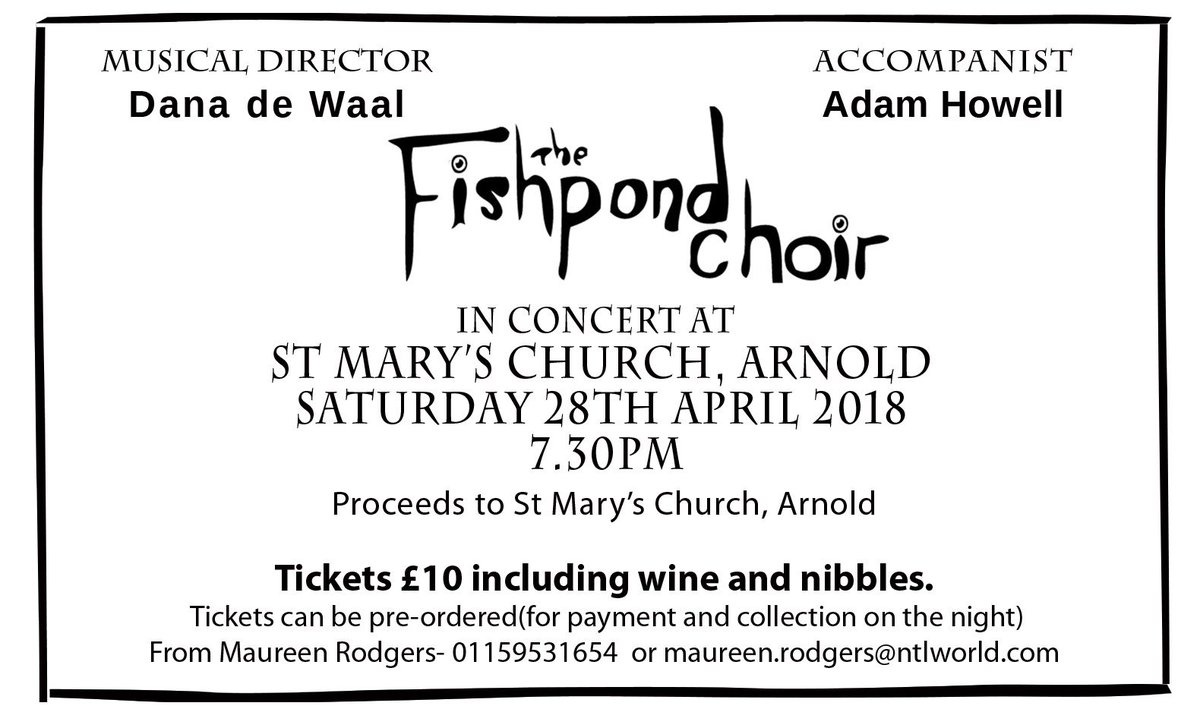 Come and see us at St Mary's Church, Arnold on Saturday 28th April.
