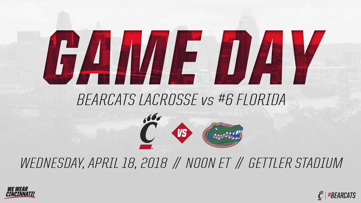 GoBearcatsLAX's tweet photo. It's #GameDay for #TeamTen!
#Bearcats π»π±π@gatorlacrosse
πGettler Stadium
ποΈ free (#ExperienceUC)
β° Noon
π https://t.co/rnwMZBzd1W
πΊ https://t.co/46vh8fhv2p https://t.co/O5Dji3G2PX