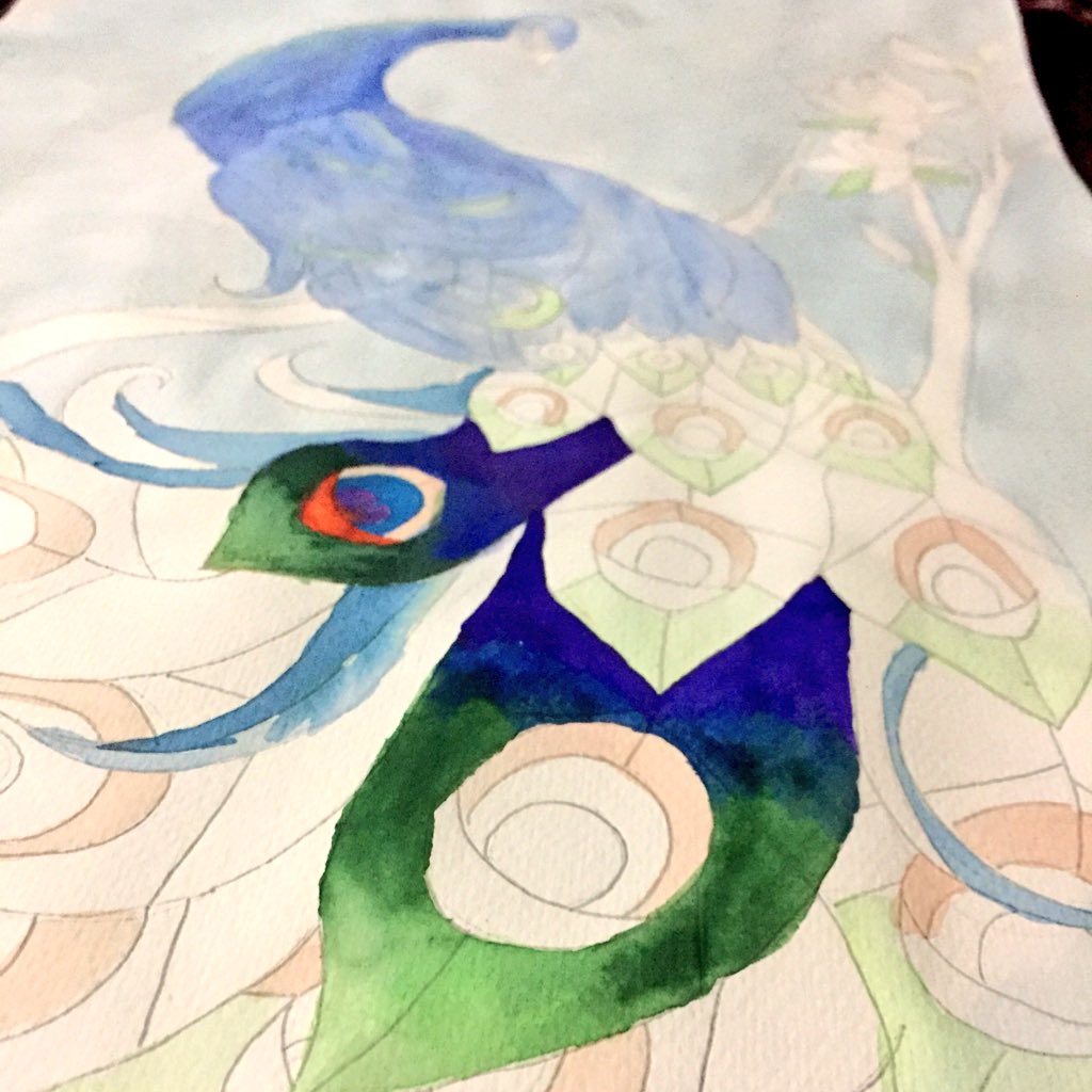 Work in progress. #rush #watercolorpainting #watercolor #peacock #peacockpainting