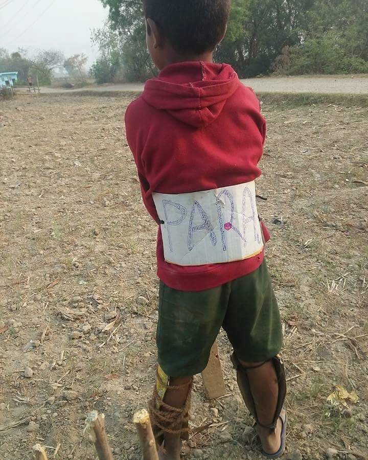 ICC's tweet photo. Nepal's @paras77 - inspiring the next generation of youngsters to pick up whatever they can to play cricket! 🇳🇵 #ShotOfTheDay https://t.co/sftfqYV5Mt