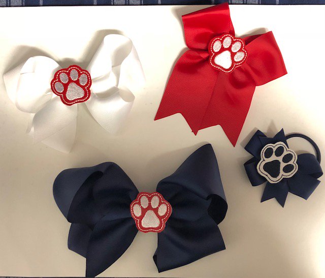 Bows, bows, and more bows! Large and small! This bundle will sure to delight the little girl in your life for only $40.

This bundle includes 3 clip in bows (1 small, 2 mediums) and one ponytail holder bow. Your choice of bow color.

Email espalding@stbernard.org to ordering.