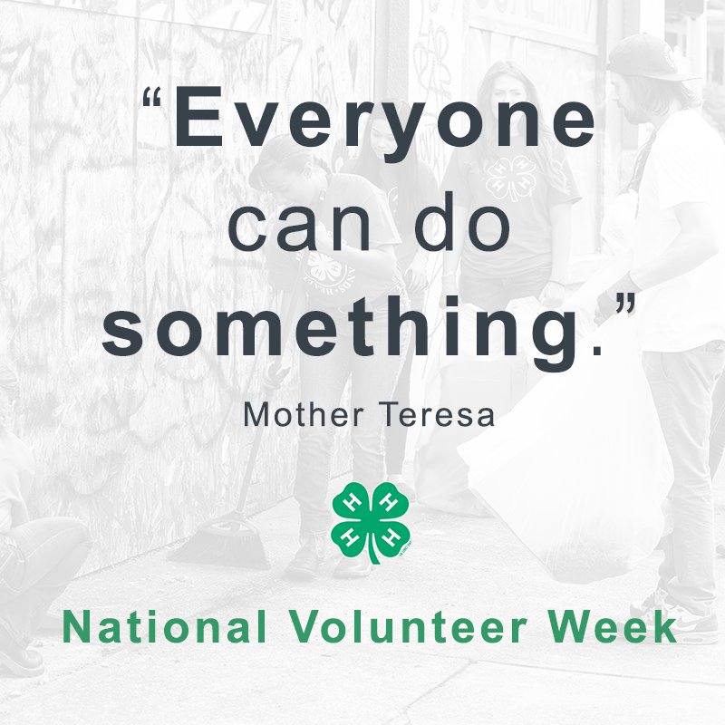 4H's tweet image. &quot;Everyone can do something.&quot; -Mother Teresa #WednesdayWisdom #VolunteerWeek