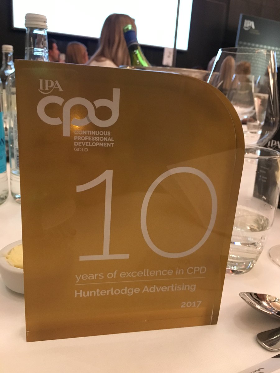 HL_Rob's tweet photo. Hunterlodge CPD described as ‘exemplary’ by judges – hugely delighted to be acknowledged as one of only two agencies who have held the GOLD award for a decade. @HL_Rob @hunterlodge @The_IPA https://t.co/u79tfwSQxc