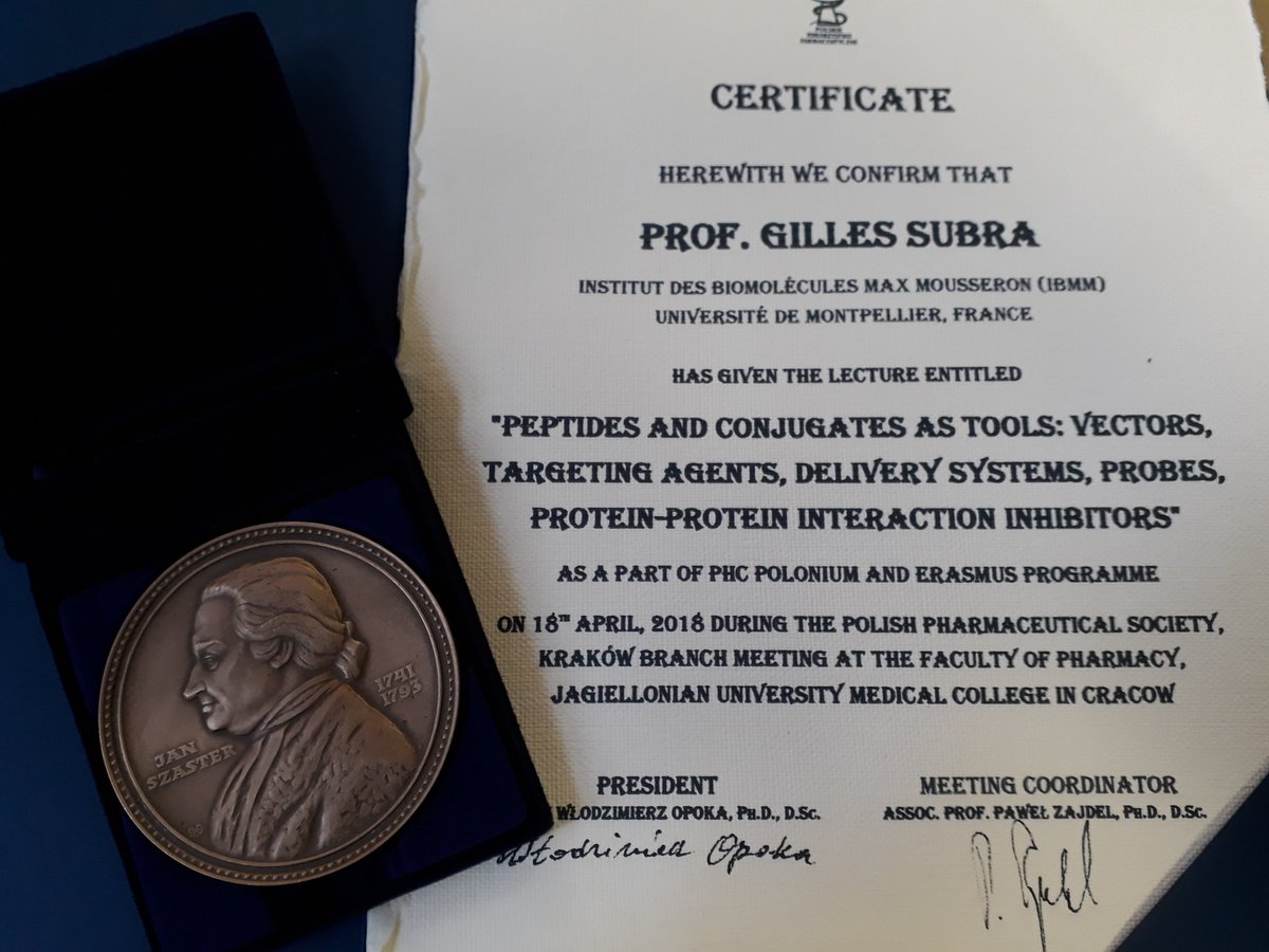 GillesSubra's tweet photo. Jan Szarster Medal from Jagiellonian university medical college @JagiellonskiUni @TeamPeptide https://t.co/ufduH3pfuW