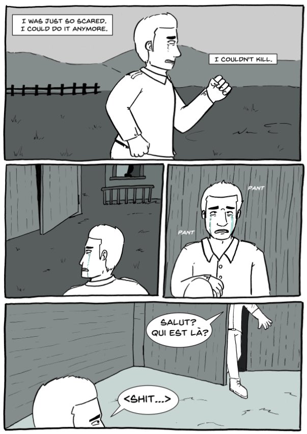 OccultatumComix's tweet photo. I've decided that pages 1-5 will be in full colour, whilst pages 6 onwards will be in the sort of grey tone with limited splashes of colour you see here
Page twelve will need fixes as I have noticed some mistakes. Whoops! Always double check your work friends - Undead https://t.co/oERMPESzye