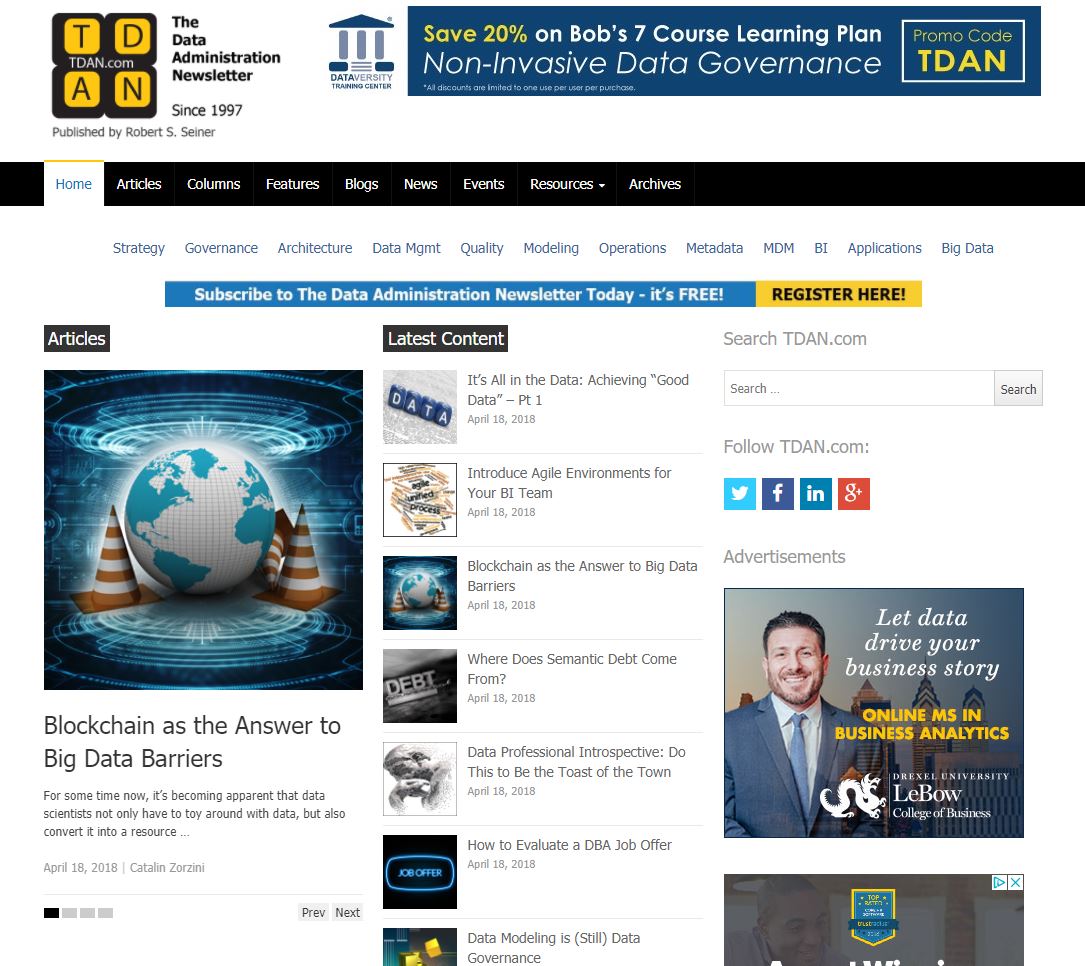 TDAN_com's tweet photo. The new issue of https://t.co/iSEn2yvLfR was published today, New content from @RSeiner @Zorzini Grover Lebied @craigmullins Mecca from the @CMMI_Institute covering #BigData #blockchain #Agile #BI #semanticdebt #DatabaseManagement and more. https://t.co/s9anIo3ZR4 https://t.co/TB547ijjQn