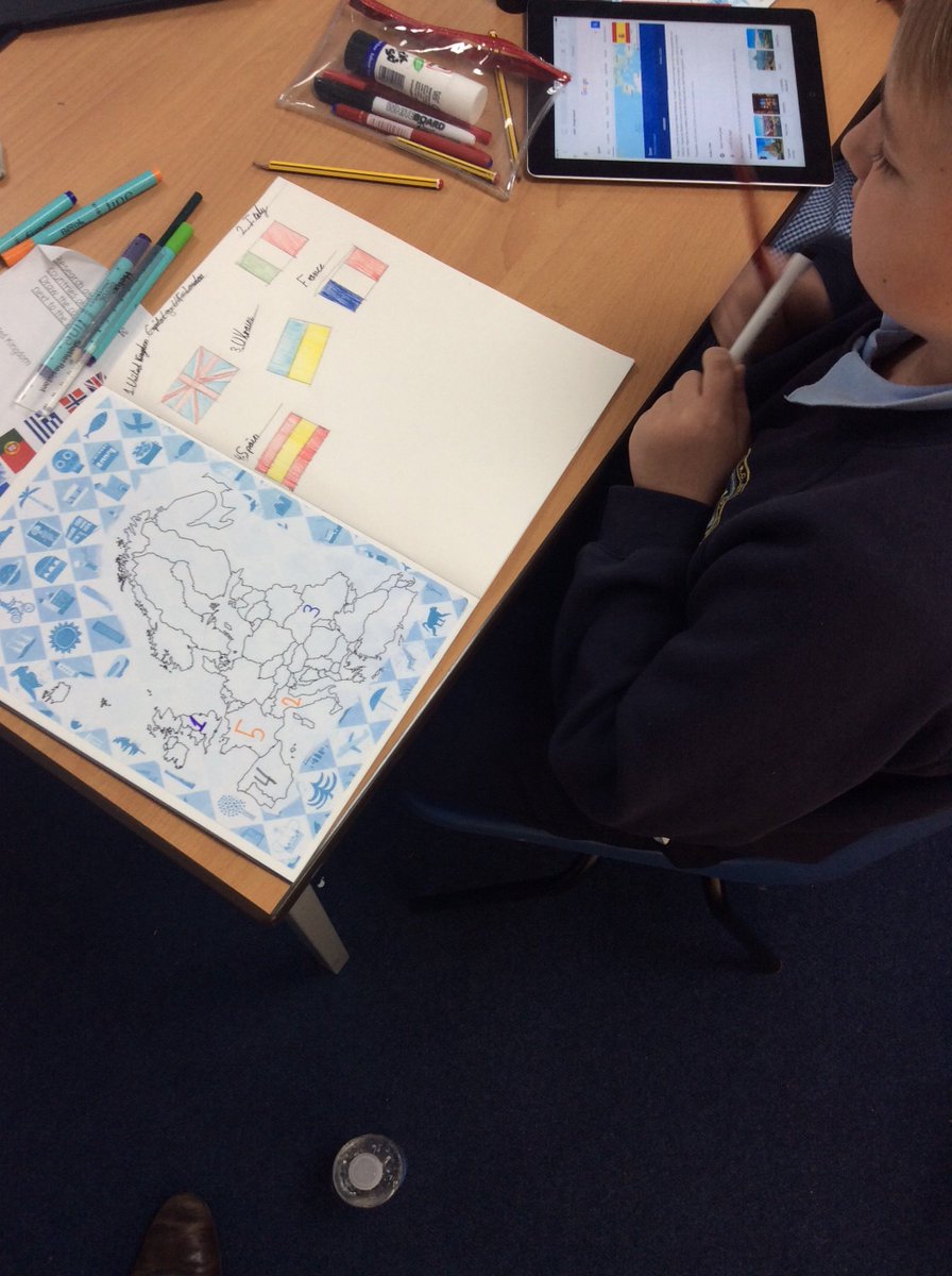 TeamFiveStBs's tweet photo. Team 5 have been using their collaborating muscles to locate countries of Europe. https://t.co/0vsjdQfLPl
