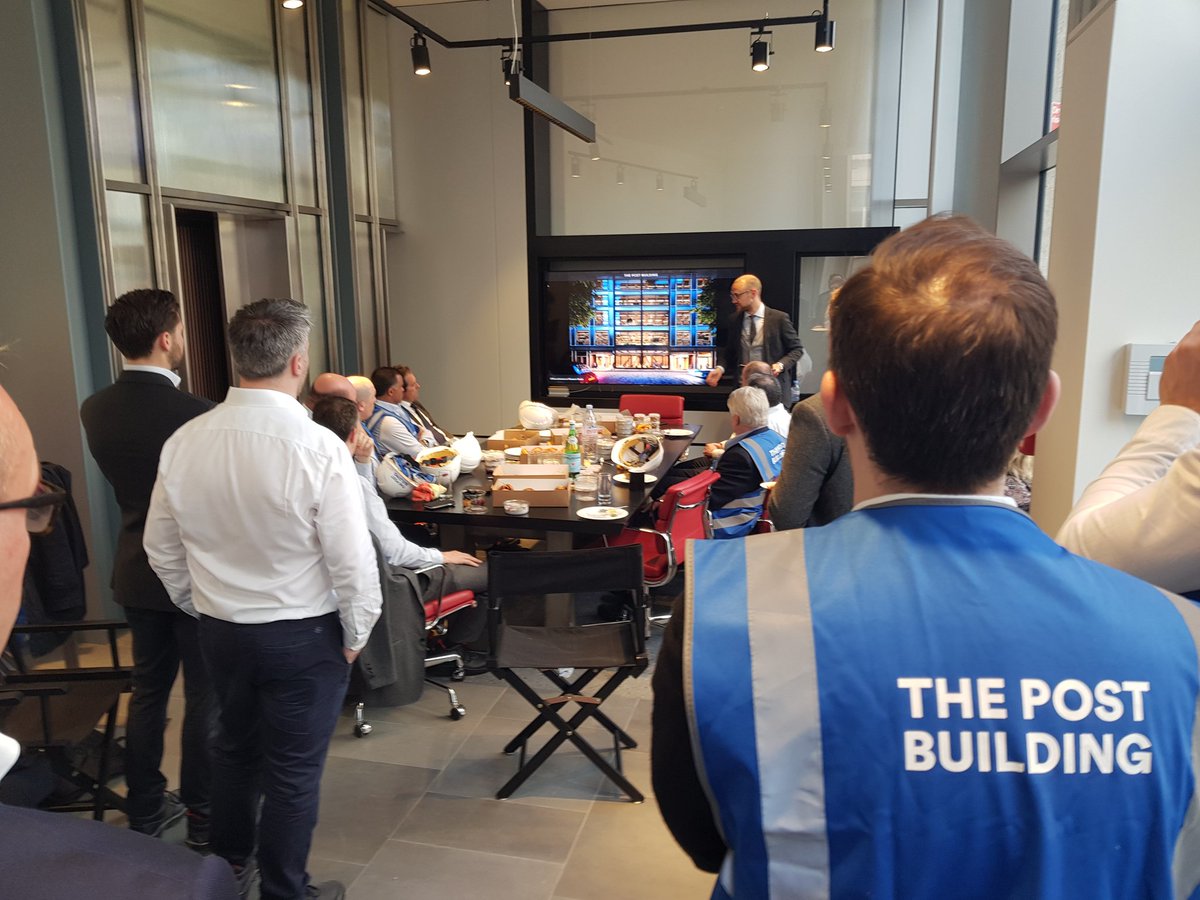 MonmouthDean's tweet photo. Thanks Alex of #BrocktonCapital and @OxfordPropGrp plus @pilcherhershman @CBRE_London @JLL for super presentation & tour of awesome #ThePostBuilding https://t.co/yWLsCVoaeP - a top contender 4 @PropertyWeek office development of 2018 #davidrosen @AHMMArchitects @ArupGroup https://t.co/1I2llCj3x4
