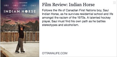 IndianHorseFilm's tweet photo. A great review of #IndianHorse from Keith Whittier aka @cfl_fan from #OttawaLifeMagazine, @ottawalifers https://t.co/X31hCK6AGf https://t.co/VfQNn1Depp