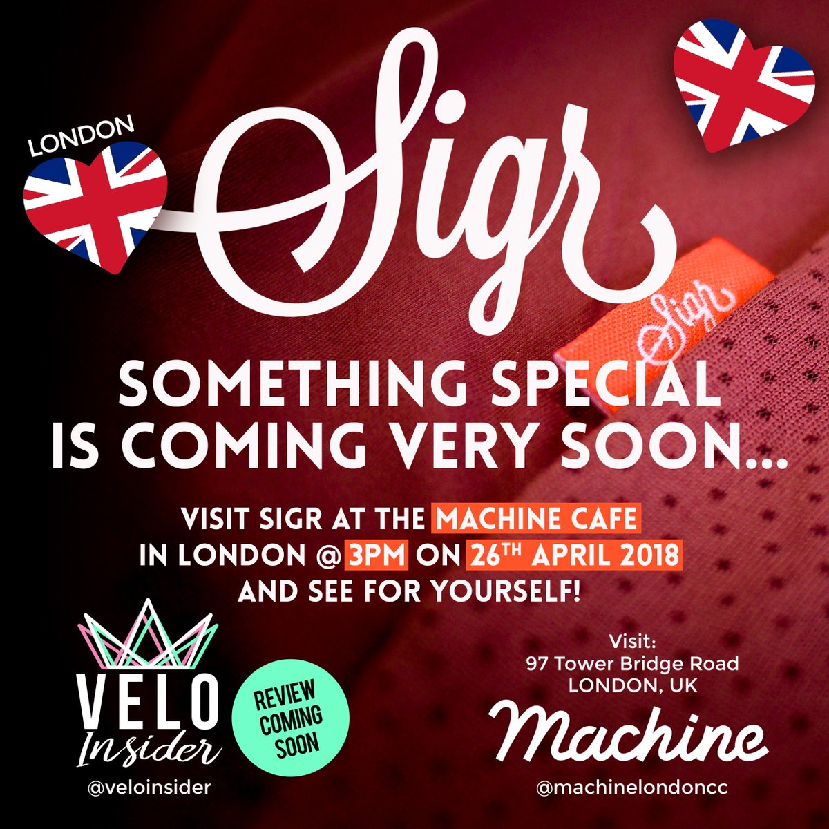 veloinsidermag's tweet photo. Something special is coming soon from @SigrNordic ! We will be reviewing a brand new jersey being released at @machinecc in London on 26th April 2018! #cycling #cyclingjersey #cyclinglife #cyclingapparel #bike #cyclist #velo #lovecycling #cyclingclothing #kitsparation #london https://t.co/6ZgrBpD5RC