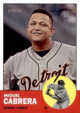 4/18... Happy 35th Birthday to Miguel Cabrera!  (2012 Topps Heritage card) 