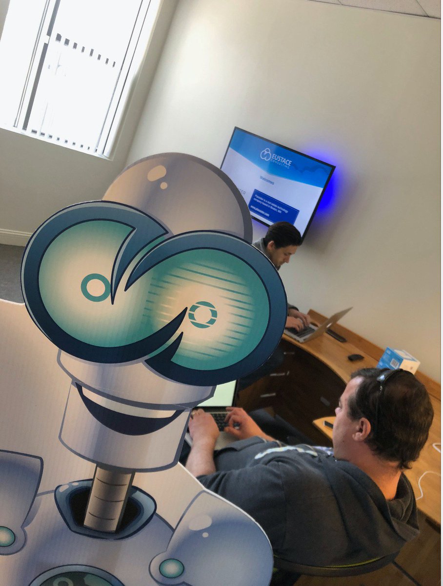 eustacesfdc's tweet photo. Hi! For those of you that don't know me, I'm EC Bot. I'm a bot powered by @Drift . You can see how I work by going to our site https://t.co/xBUgsW7kBC . I gained access to Eustace Consulting's new office. I figured I'd snap a few selfies while I was here. https://t.co/VDfn0kG2v5