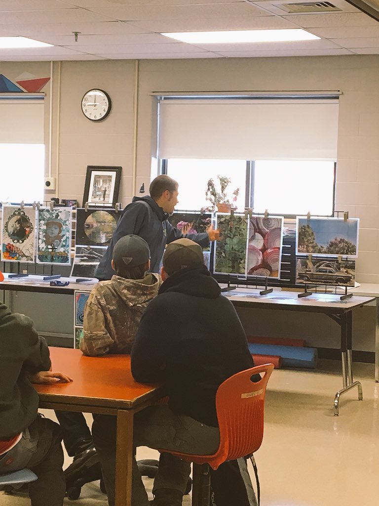 gehrighdhs's tweet photo. A visit from our favorite custodian Jared to discuss his love of photography #jaredrocks #hdhspride https://t.co/7XHmxSAko7
