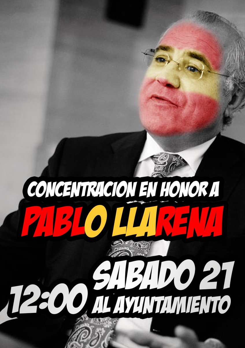 #ATENCIÓN 👇Este sábado nos reuniremos delante del <a href="/st_esteveroures/">Ajuntament de Sant Esteve de les Roures</a> para mostrar nuestra estima a las descomunales gónadas del 2o Caudillo, Pablo Llarena.